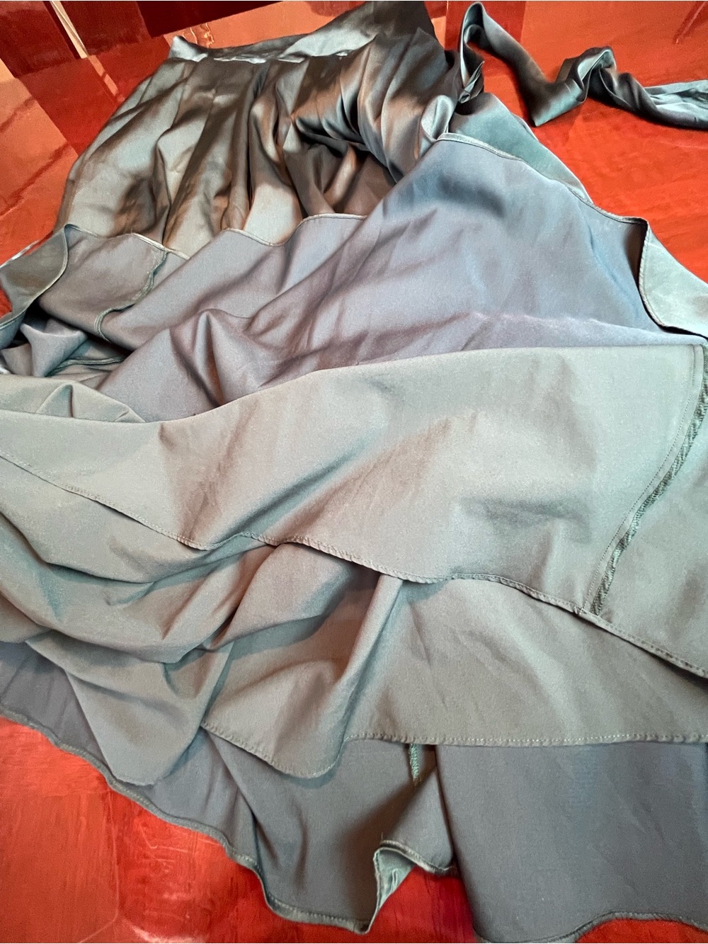 BHLDN One-Shoulder Scarf-Neck Asymmetric Formal Maxi Dress Teal Green Sz M - Picture 15 of 16
